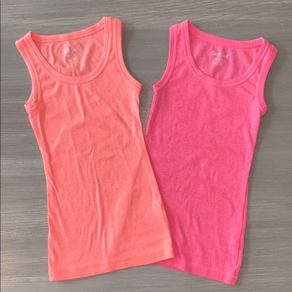 Cat & Jack Set of 2 Neon Tank Tops Pink & Orange - Picture 1 of 7